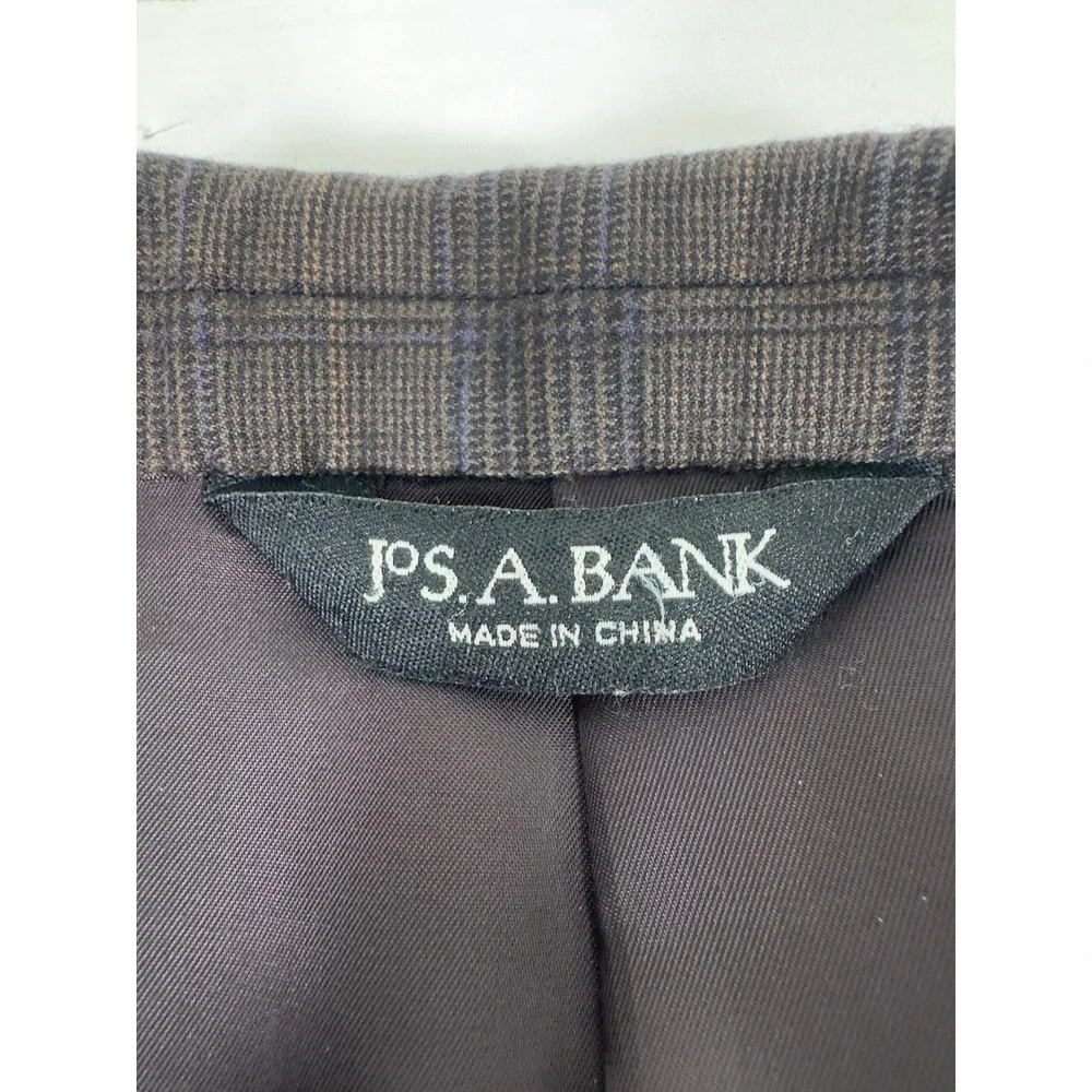 Jos A Bank Signature Collection Blazer‎ Mens 42R Brown Blue Glen Plaid 100% Wool
